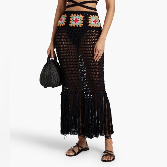 Alanui Dresses & Skirts - ALANUI Black Crochet Fringe Skirt with Colorful Accents - Xs/S